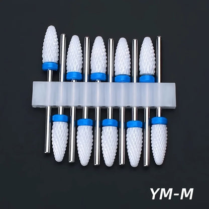 10pcs Ceramic Nail Drill Bits Set, Electric Manicure & Pedicure Milling Cutter, For Nail Polishing Machine