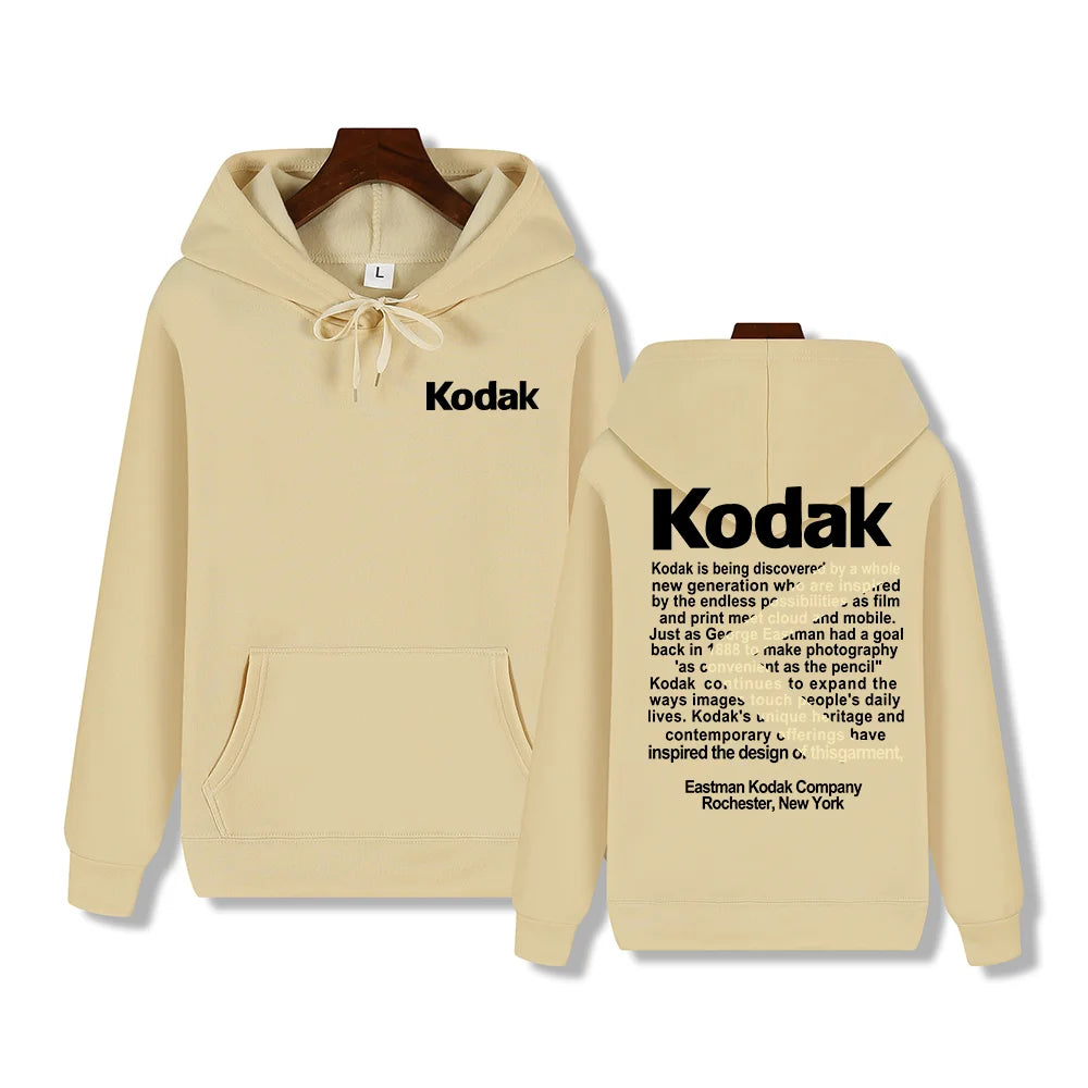 Kodak Print Fashion Men‘s Sportswear Autumn Winter Daily Street Casual Comfortable Loose Sports Hoodie