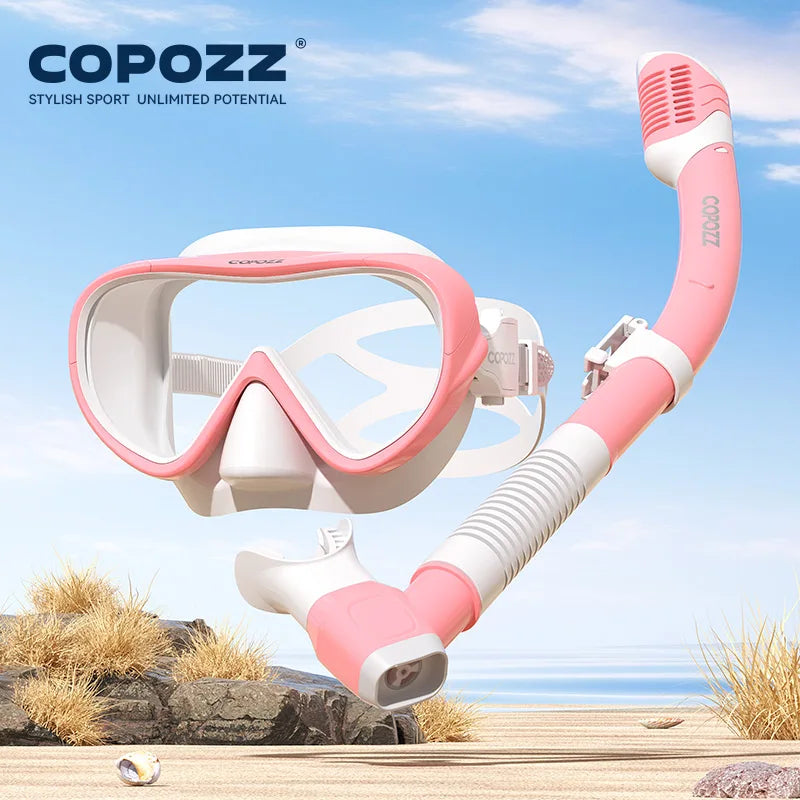 COPOZZ Professional  Diving Mask Full Vision Mask Underwater Snorkel Mask Set Swimming Snorkel HD Anti Fog Diving Equipment