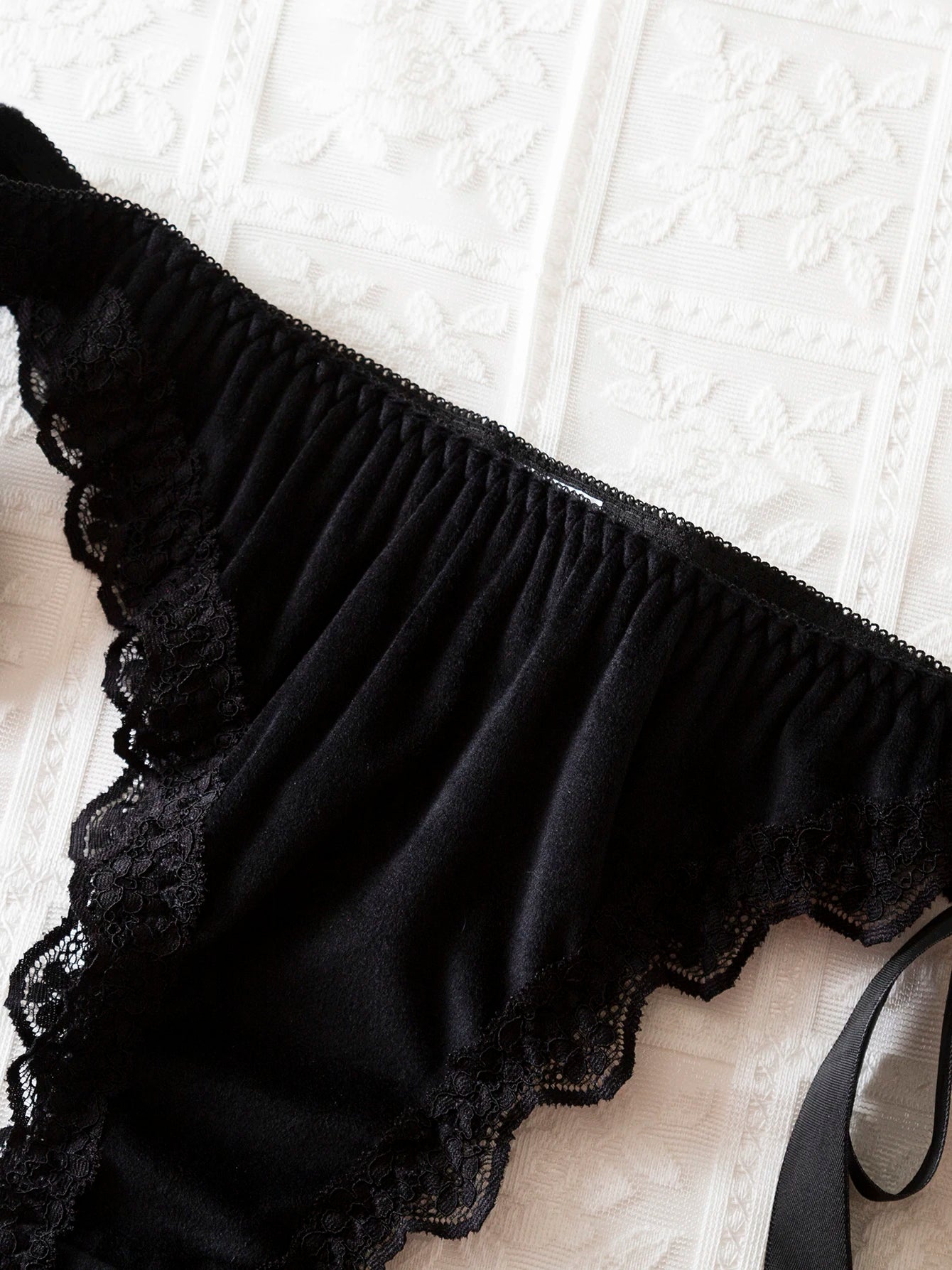 Black Lace Bow-Tied French Sexy Pure Desire Bra And Panties Set Butterfly Knot Unique Underwear Two-Piece Set