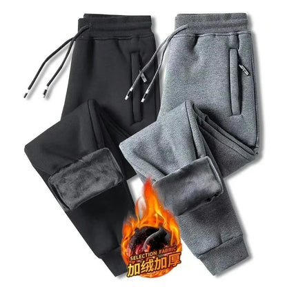Trendy Men's Fce Lined Cargo Pants Casual Warm Straight Leg Nine-Tenths Sweatpants Spring Autumn Winter Comfortable Sports
