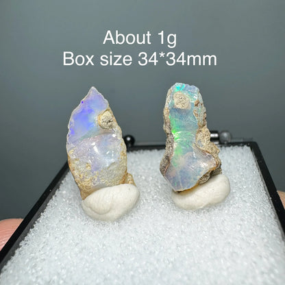 Ethiopia Opal Gem Mineral Specimen – 34x34mm Box