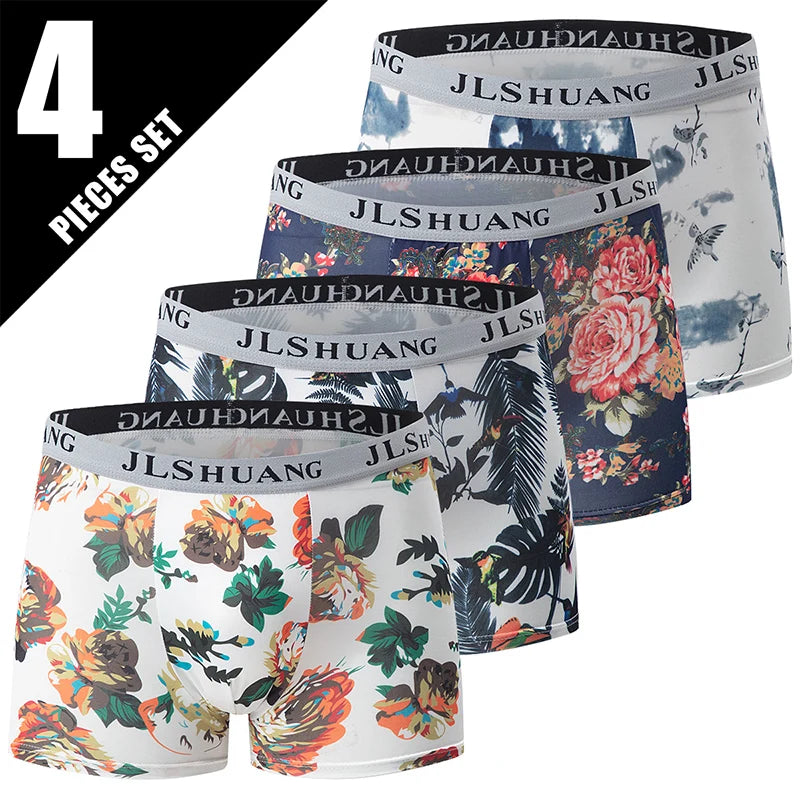 4/10-teiliges Set lässiger und modischer Herrenunterwäsche Bequeme Boxershorts Jugend-Übergröße Sport-Radfahren elastische Shorts