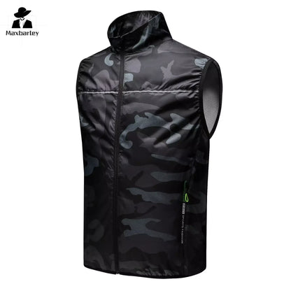 Black camouflage vest with Maxbarley logo on a white background