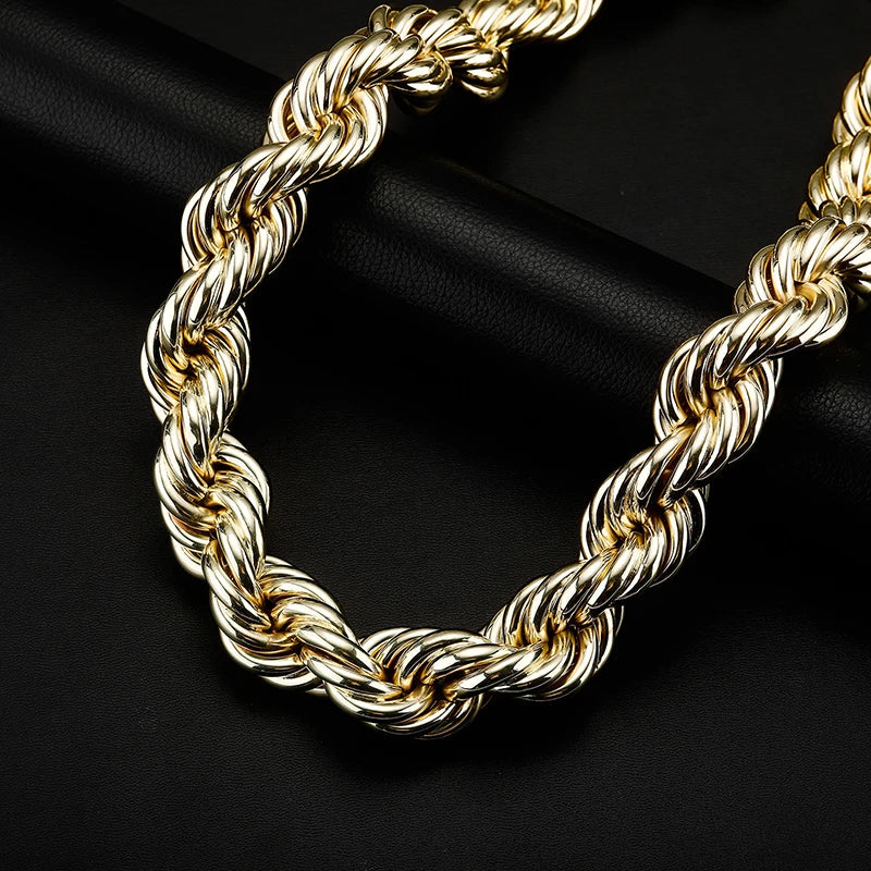 20MM/30MM/35MM Big Heavy Gold Silver Color Twist Rope Chain Necklace for Men HIP HOP Rapper Jewelry
