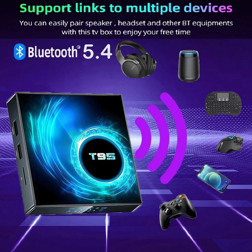 Smart TV Box 2025 T95 Plus HD 6K Android 14 Allwinner H616 4GB 64GB 128GB Dual Wifi Mediaplayer PK X96Max Plus H96 Set Top Box