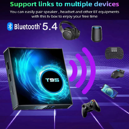 Smart TV Box 2025 T95 Plus HD 6K Android 14 Allwinner H616 4GB 64GB 128GB Dual Wifi Mediaplayer PK X96Max Plus H96 Set Top Box