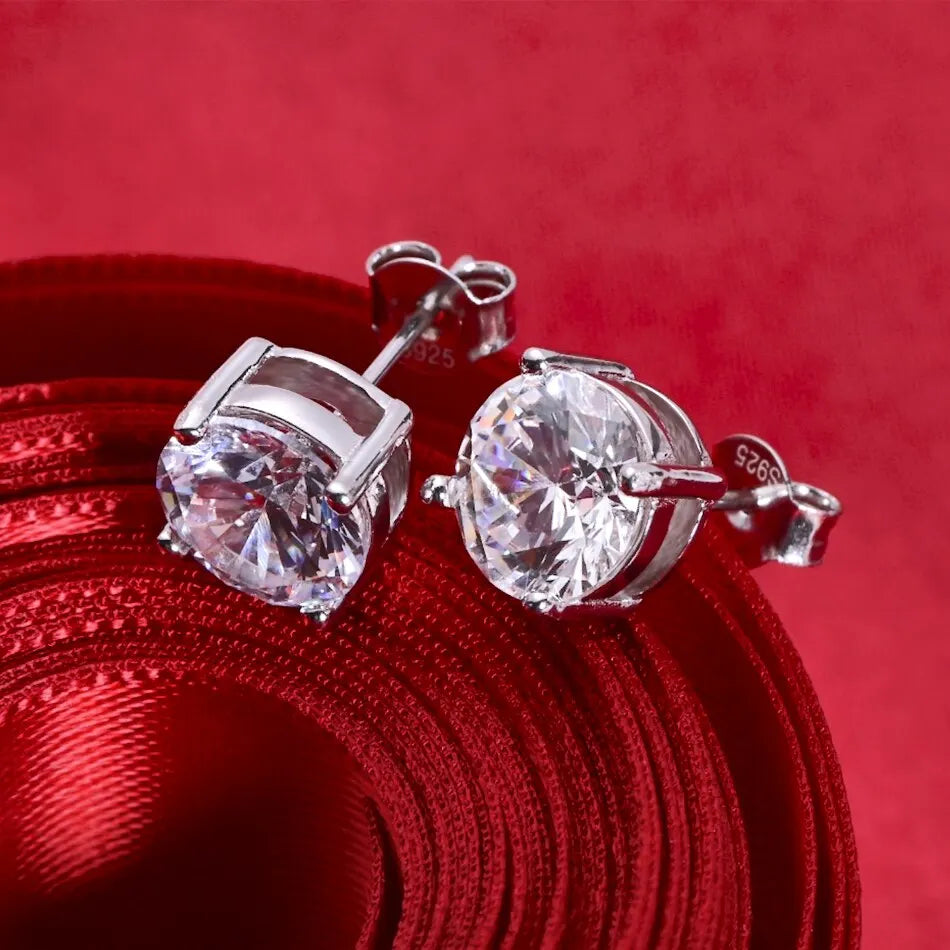 Moissanite Stud Earrings 925 Silver D Color 0.5-2ct