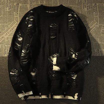 Amerikanischer New Retro Hole Fake Two Sweaters für Herren und Damen Y2k Streetwear High Street Fashion Punk Style Lockerer Freizeitpullover
