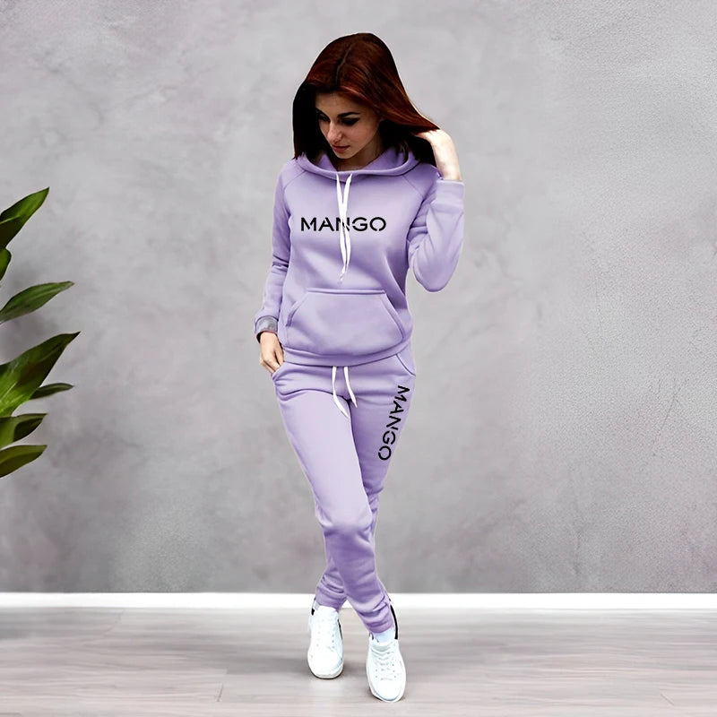 Letter Printing Womens Tracksuit Casual Hooded Sweatshirt 2 Pcs Set Sports Jogging Home Woman Clothing Street Quality Pants Suit