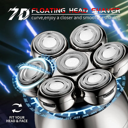 7D Floating Head Electric Shaver for Men — Skull Design, Waterproof & Portable