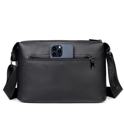 Genuine Leather Men's oulder Bag Casual Busin Crossbody Bag Top Layer Cowhide New 2025 for Youth three-layer zipper shoulder bag