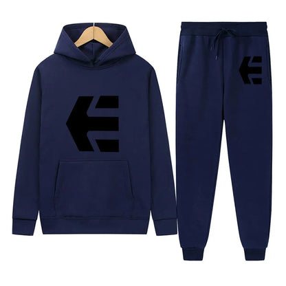 E Logo Bold Symbol Design Art Print  Hooded Loose Pullover Street Sweatshirt