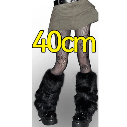 1/2Pairs Artificial Fur Plush Leg Warmers Women Autumn Winter Thermal Long Socks Girls Fashion Japanese Knee-length Stockings