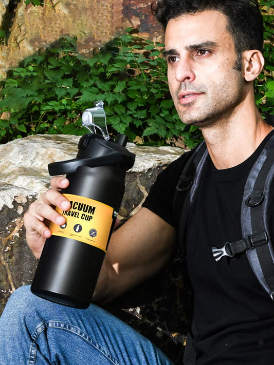 Stainless Steel Vacuum Thermos Tumbler Sports Water Bottle Straw