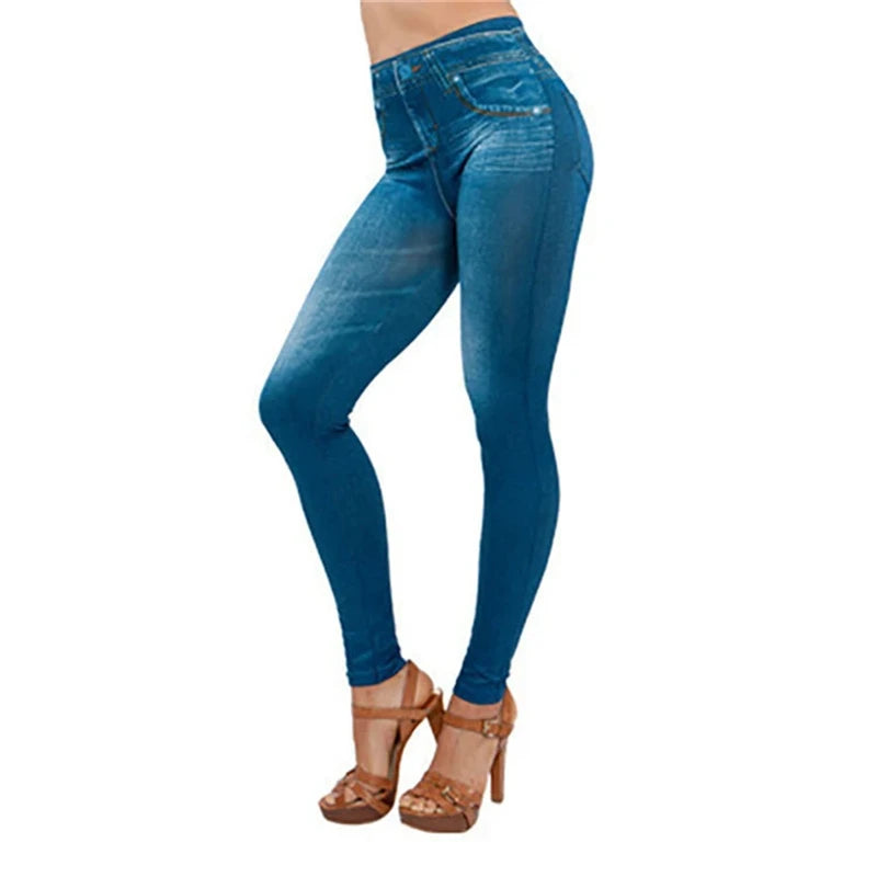Thin Sexy High Waist Stretch Denim Leggings Women Butt Lift