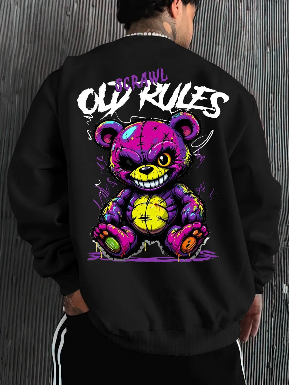 Europäische und amerikanische Herren-Herbstmode Teddybär-Buchstaben-Print weicher und bequemer langärmeliger Hoodie Outdoor-Street-Top