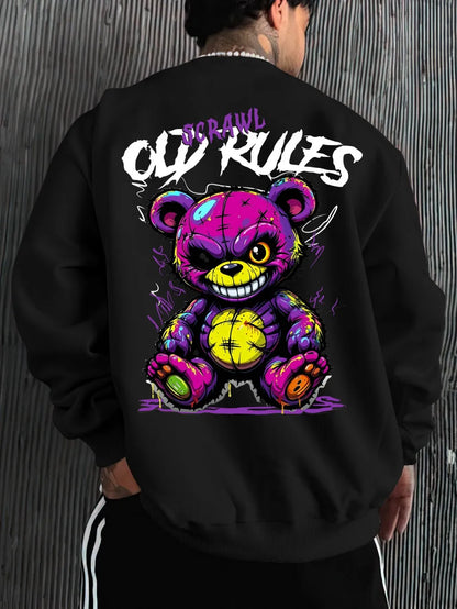 Europäische und amerikanische Herren-Herbstmode Teddybär-Buchstaben-Print weicher und bequemer langärmeliger Hoodie Outdoor-Street-Top