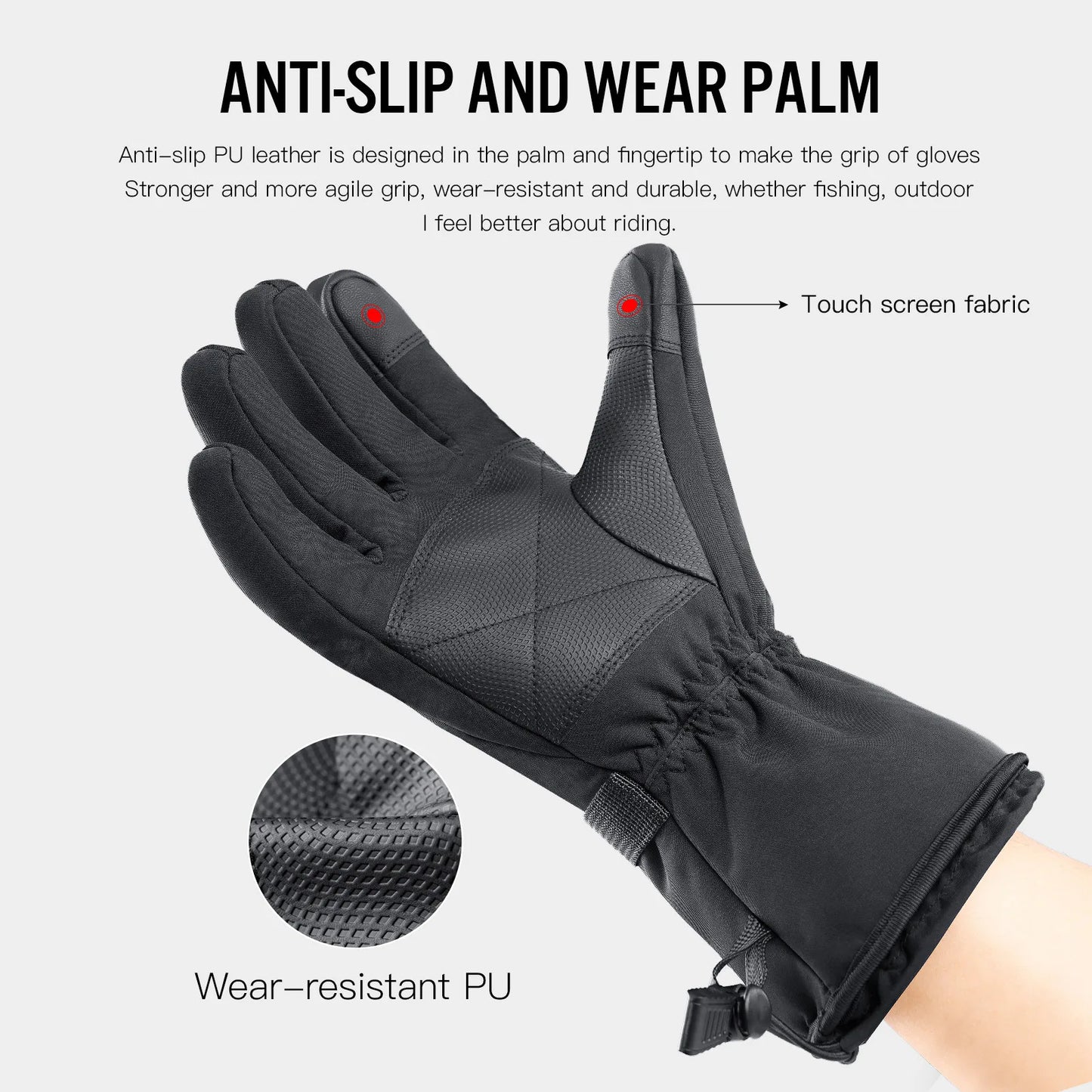 Elektrisch beheizte Handschuhe Motorrad Winter Motorrad Beheizte Handschuhe Warme Wasserdichte Wiederaufladbare Heizhandschuhe Für Schneemobil