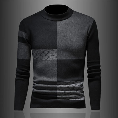 Turtleneck Men's Plaid Sweater