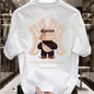 2025 Heavy Cotton Violent Bear Print Short-sleeved T-shirt American Trendy Brand Ins Loose Top Men's and Women's Trend Fashion