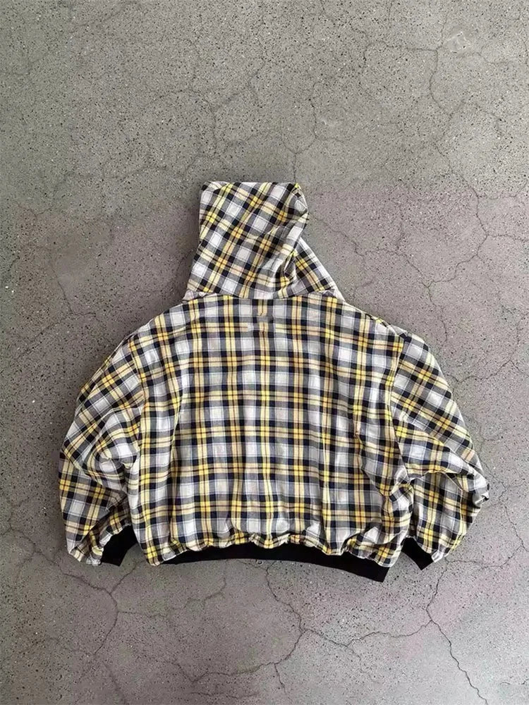Heavy Plaid Hoodie Women's Warm Zip-Up Double-Sided Sweatshirt
