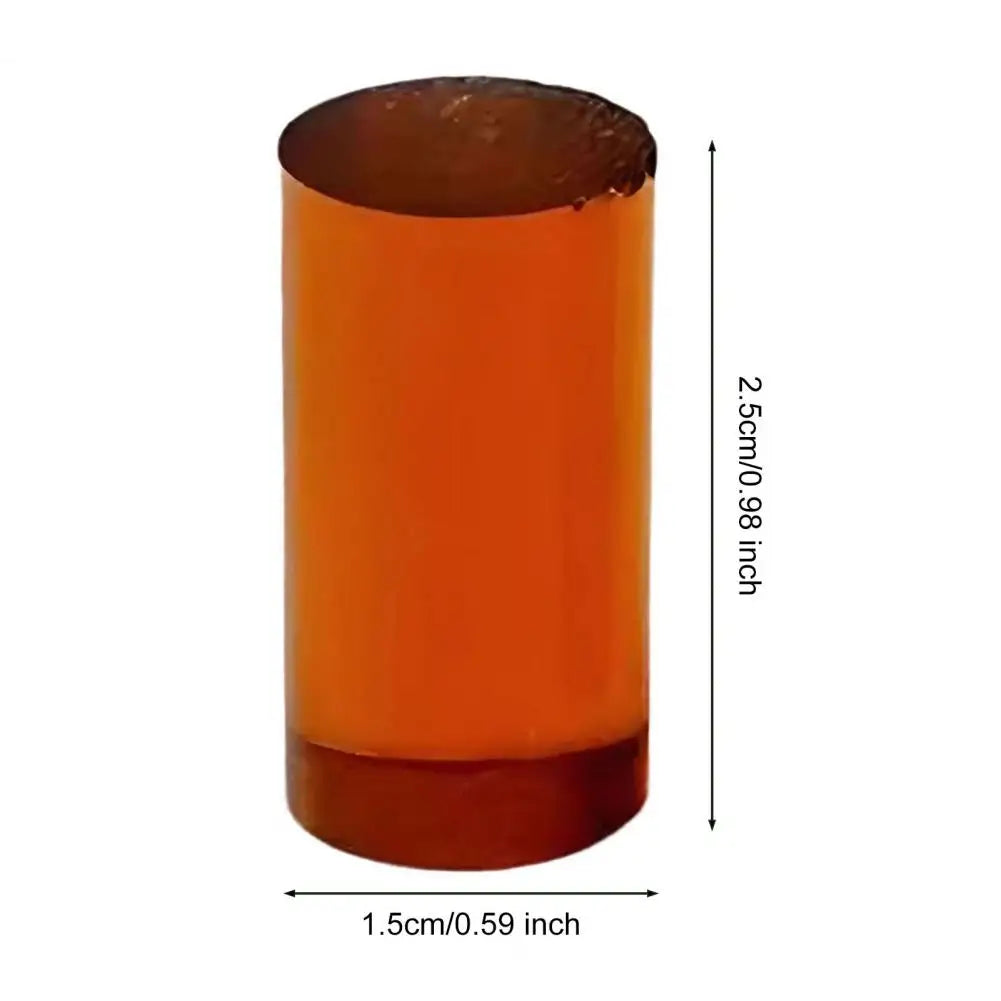 Orange cylindrical object with dimensions labeled on a white background