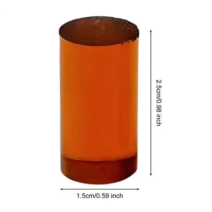 Orange cylindrical object with dimensions labeled on a white background