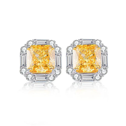 Luxury white gold solid platinum PT950 pink diamond earrings cherry powder ins wind ray dean ice flower cut