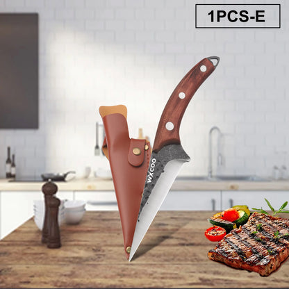 Professional Kitchen Forged Knife BBQ Cooking Chef Knives Wooden Handle Meat Cleaver Fruit Cutter Boning Knife Kitchen Supplies