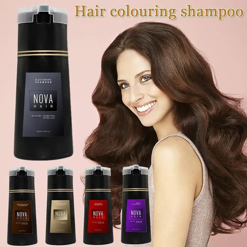 Nova Haarfärbemittel 3-in-1 Haarpflege Shampoo Natürliches Schnellweißhaar Gefärbtes Schwarzes Haarfärbemittel Dauerhafter Komfort Männer Frauen Haarpflege