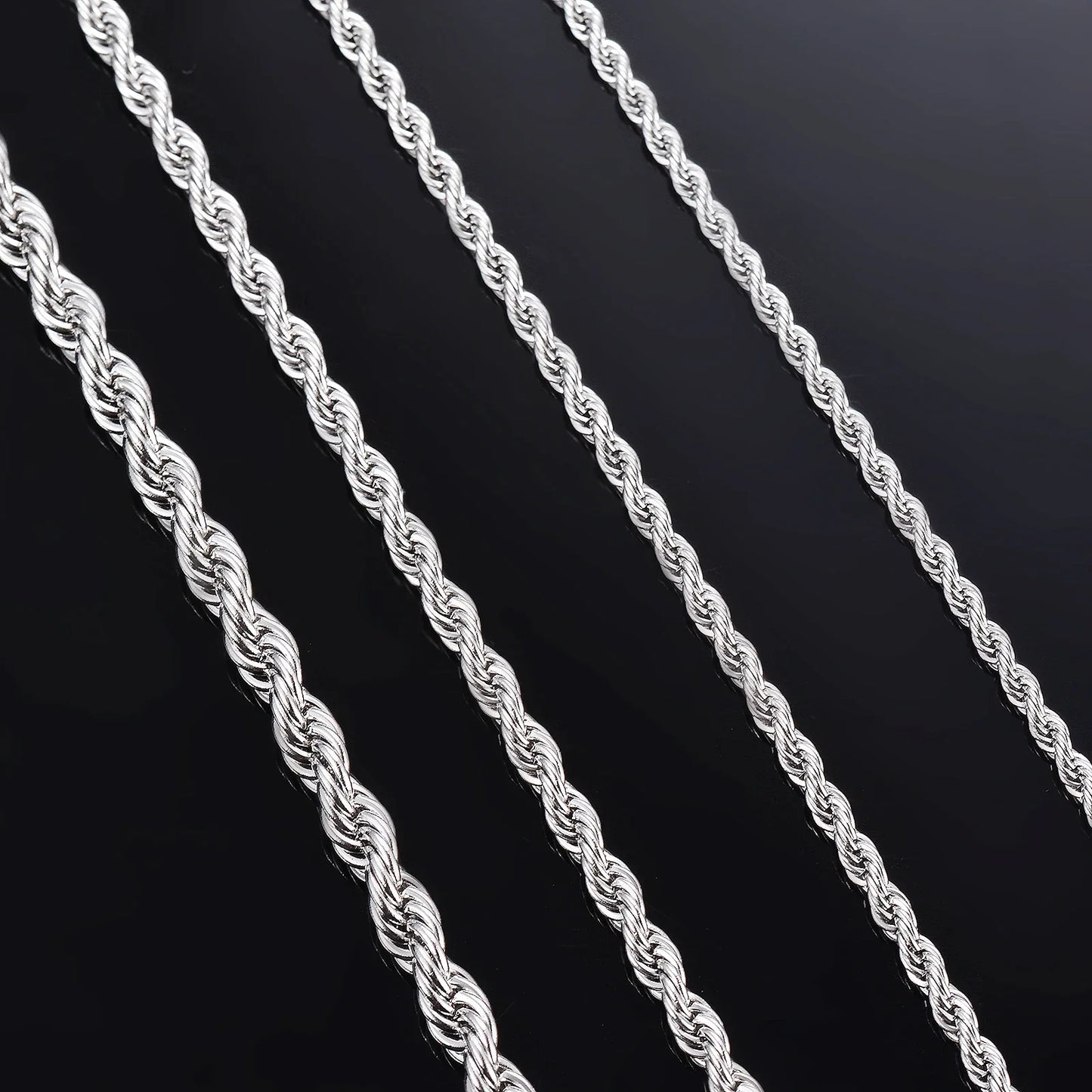 925 Sterling Silver Rope Chain Necklace Bracelet