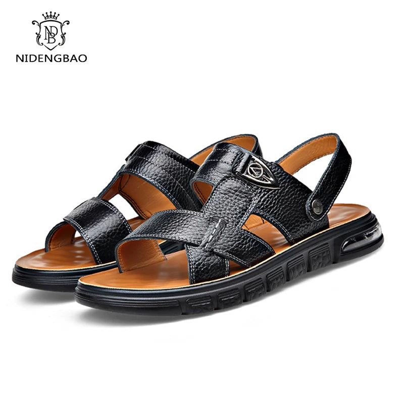 Große Größe 49 Sommer Spaltleder Strandsandalen Herrenschuhe Große Größe 49 50 Ledersandalen für Herren Weiche Outdoor-Wanderschuhe für Männer