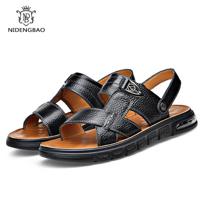 Große Größe 49 Sommer Spaltleder Strandsandalen Herrenschuhe Große Größe 49 50 Ledersandalen für Herren Weiche Outdoor-Wanderschuhe für Männer