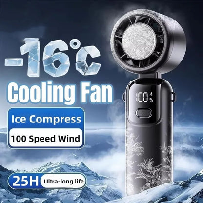 JPNPL Folding Handheld Fan with Hanging Ice Pack
