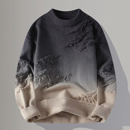 Men's Thick O-Neck Wool Knit Heavy Pullover Sweater