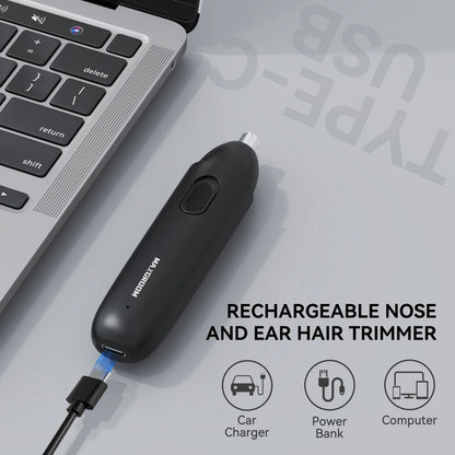 MAXGROOM Nasenhaartrimmer für Herren, wiederaufladbar, 360° rotierend, Zweiklingen-Elektrorasierer, Augenbrauen-Nasenhaartrimmer, schmerzfrei, sicher