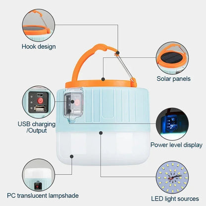 Tragbare Campinglampe Powerbank LED Campinglaternen Handheld Wasserdichte Outdoor Zeltlampe Wiederaufladbarer Flutlichtstrahler