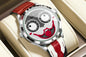 Watch with a unique face design on a beige surface, featuring the brand 'POEDAGAR'.