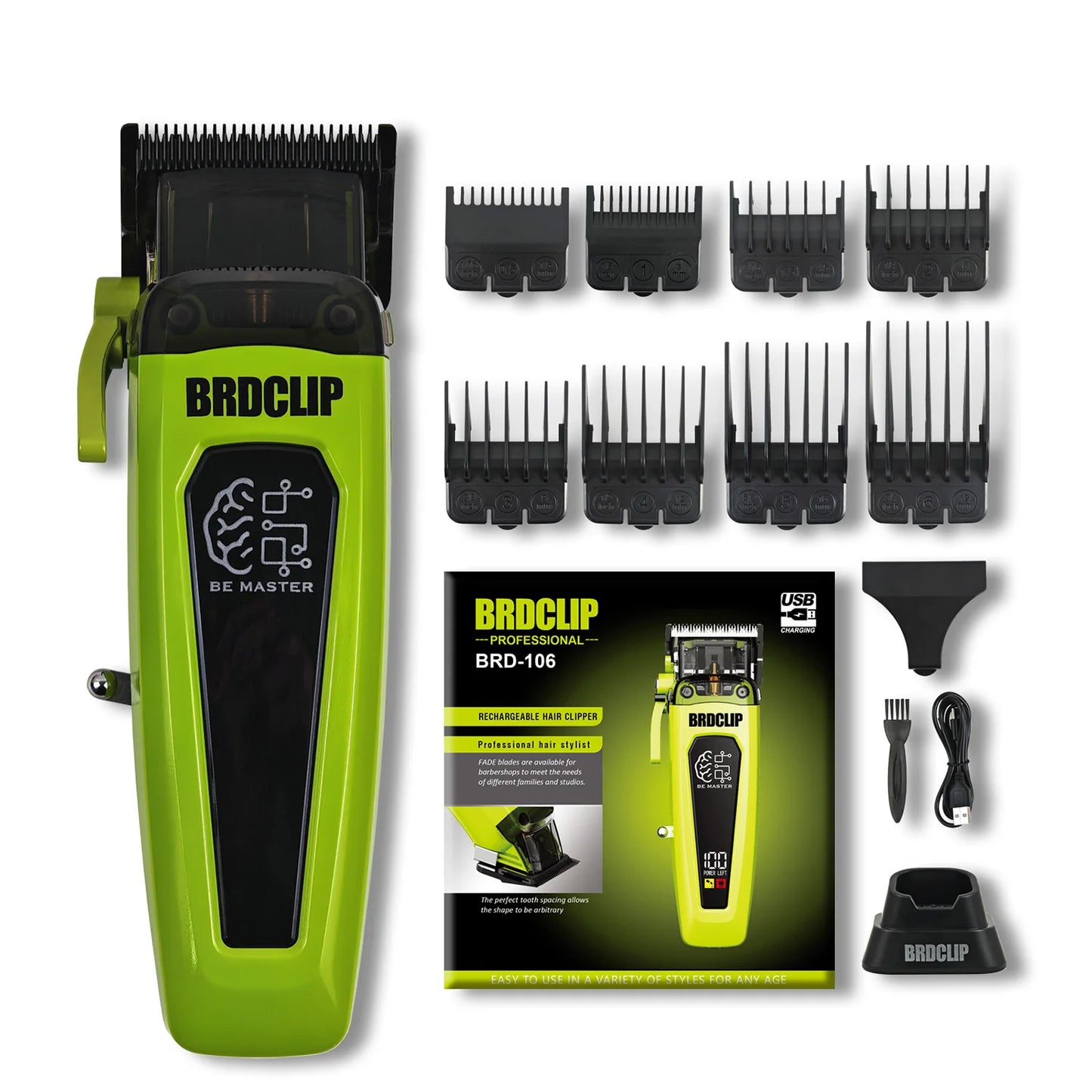 Professioneller elektrischer Haarschneider BRD 106 mit Ladestation 7500 U/min Haartrimmer für Herren DK-078 DLC Klinge 7200 U/min Friseurset 2-teilig