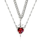 Heart and Sword Necklace Couple Necklaces Women Zircon Crystal Necklace Romantic Valentines Day Gift Jewelry Gifts Accessories