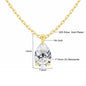 Gold necklace with a teardrop-shaped gemstone, showing material details and dimensions.