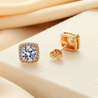 Promotion Moissanite Earrings for Women Pass Diamond Test Pen 100%  With Certificate Ear Studs 925 Sterling Silver Fine Jewelry
