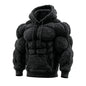 Men's Fashion Flannel Hoodie Pullover Abdominal Muscle Design Sportswear Autumn Winter Casual Long Sleeve Hooded Sweatshirt