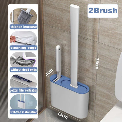 Wall Hanging Silicone Toilet Brush with Holder