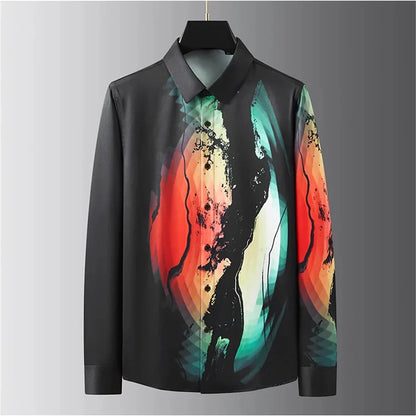 Teglex Luxury Letter Slim Fit Long Sleeve Dress Shirt