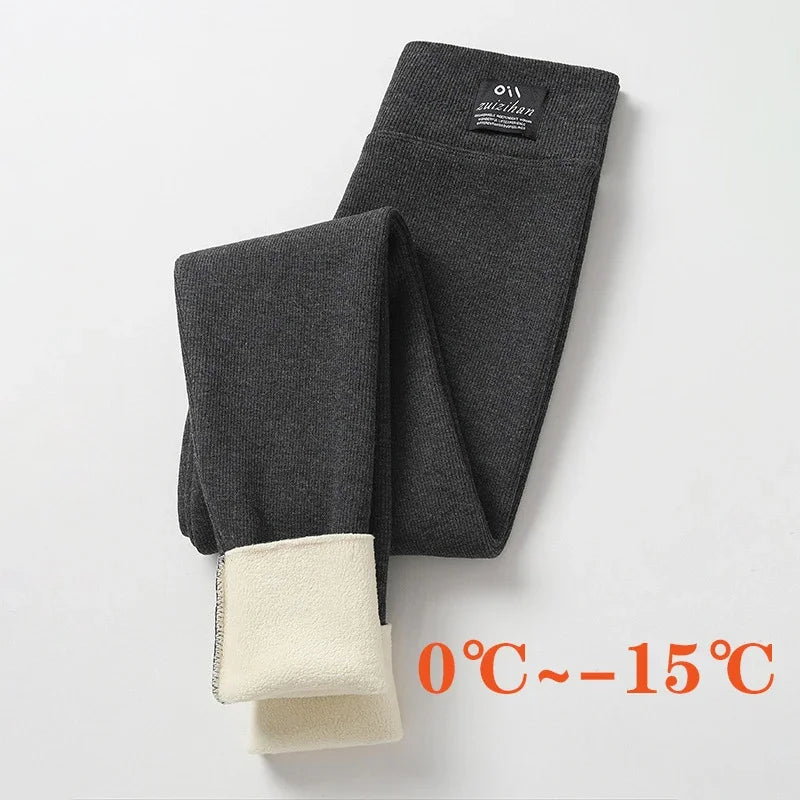 Winter Leggings Thick Thermal Pants High-waisted Leggings Women's Threaded Leggings Comfortable Stretch Leggings Black Thin