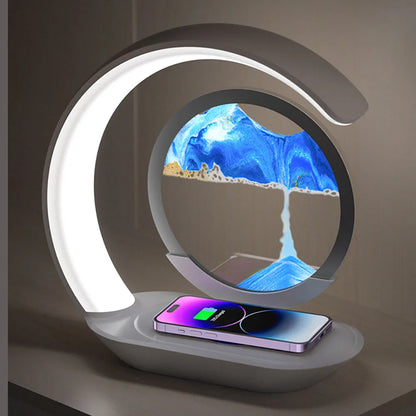 Quicksand Table Lamp USB Wireless Charging 3D Hourglass