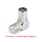 F Type to TV IEC 90 Degree Male Plug Female Jack RF Coaxial Adapter Splitter Gold Plated Connector for Cable TV Satellite TV DVR
