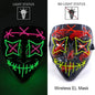 Drahtlose Neon-LED-Reinigungsmaske, im Dunkeln leuchtende Cosplay-Horrormaske, Halloween-Maskerade-Partymasken, leuchtende, lustige Verkleidung